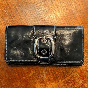 NWT Coach black patent leather clutch/wallet